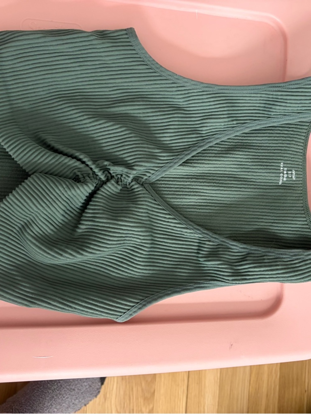 aerie Ribbed Sage Green Tank Bodysuit